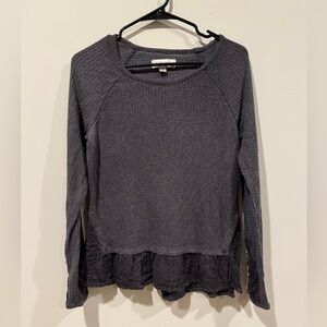 Knox Rose Women’s Charcoal Long Sleeve Sheer Tunic Size XS